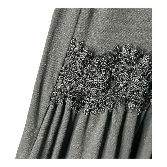 AllSaints Black Tier Lace Trim Tie Neck Sleeveless Maxi Dress Size 4 - Picture 8 of 11